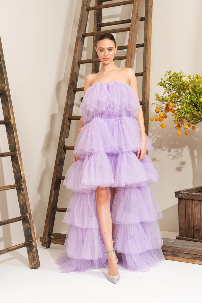 Lilac Платье макси с рюшами
