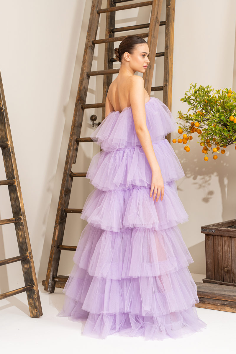 Lilac Ruffle Maxi Dress