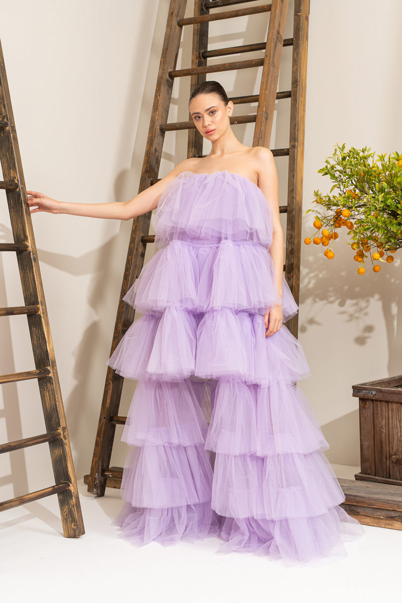 Wholesale Lilac Ruffle Maxi Dress