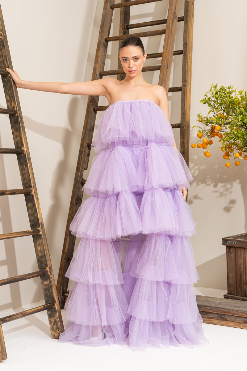 Lilac Платье макси с рюшами