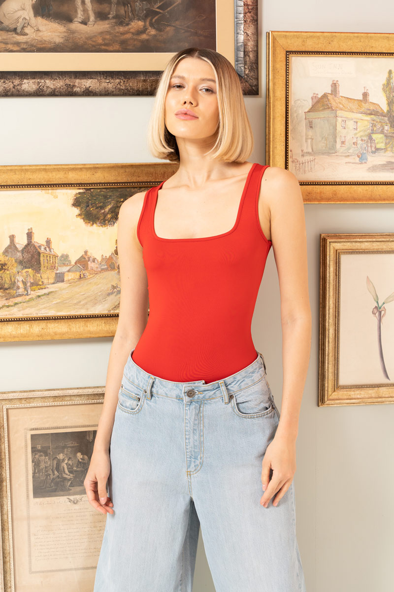 Wholesale Square Neck Red Tank Top