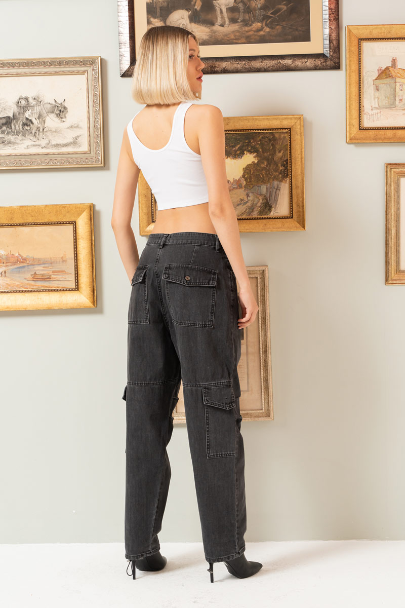 Dark Antrasit Cargo Jeans