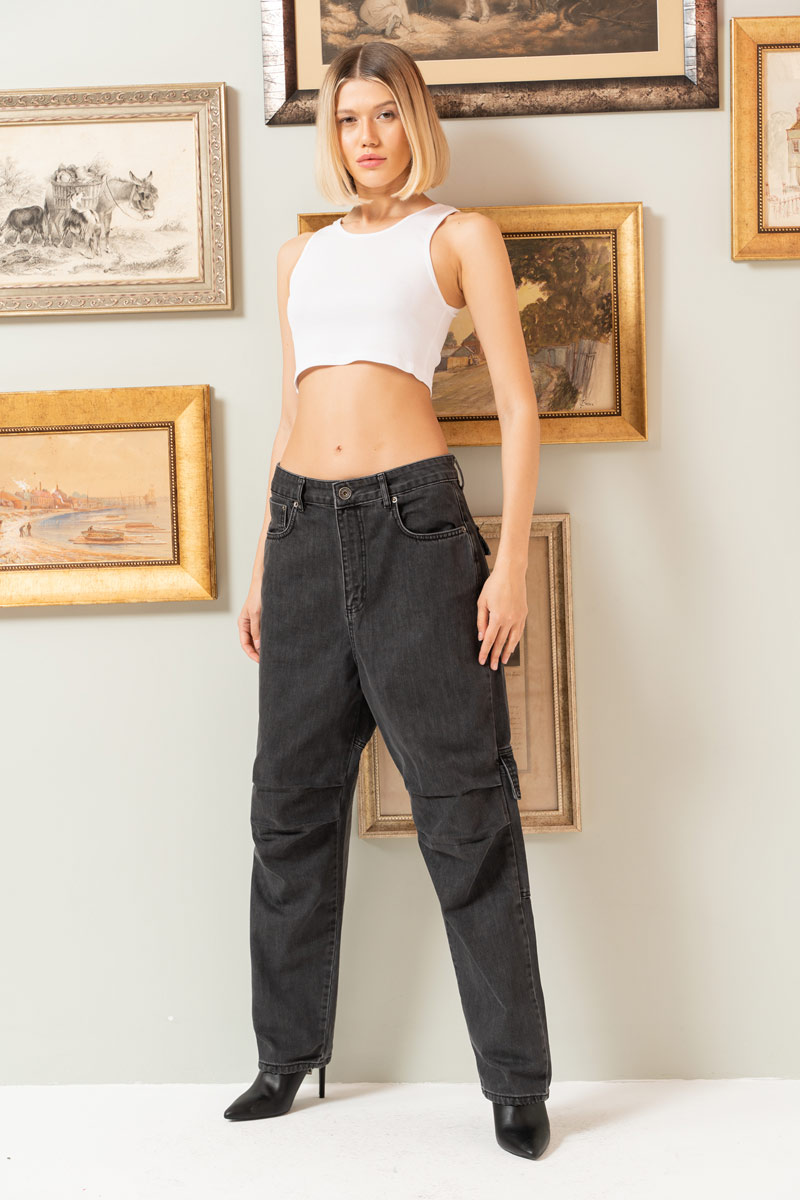 Dark Antrasit Cargo Jeans