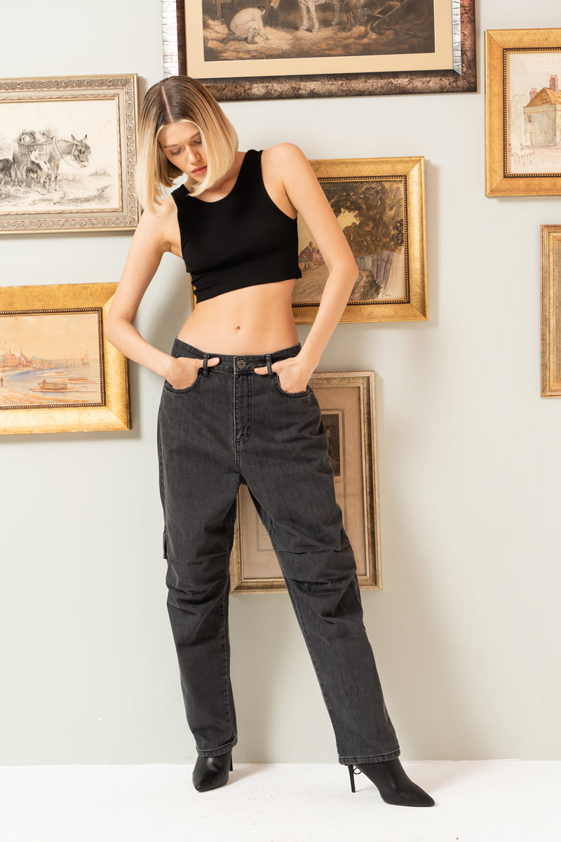 Dark Antrasit Cargo Jeans