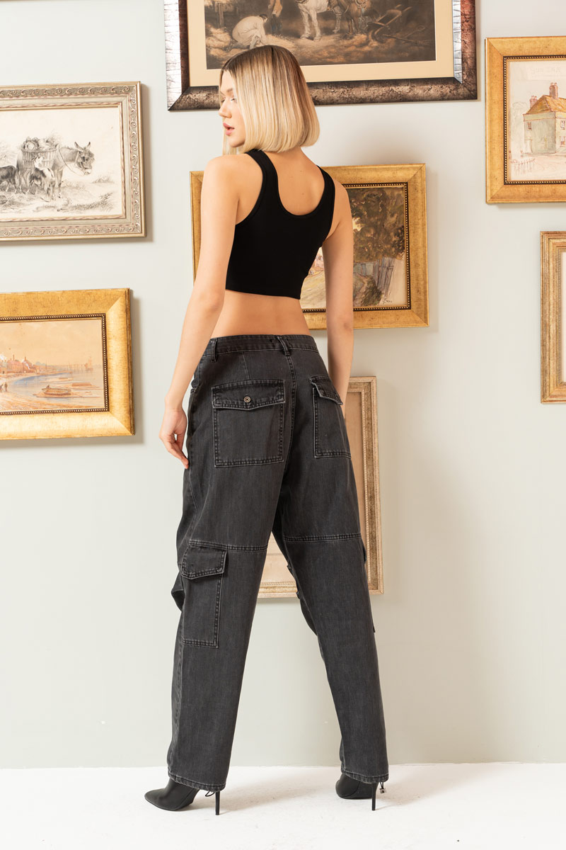 Dark Antrasit Cargo Jeans