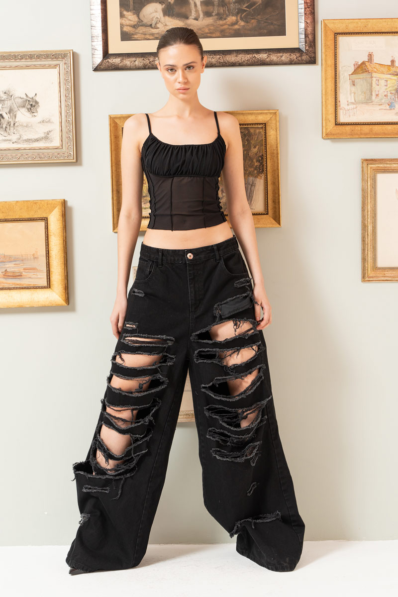 Wholesale Black Ripped Jeans