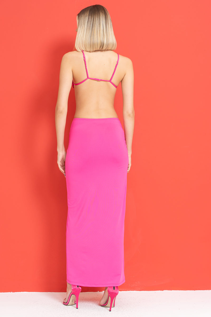 Wholesale New Fuschia High-Split Maxi Skirt