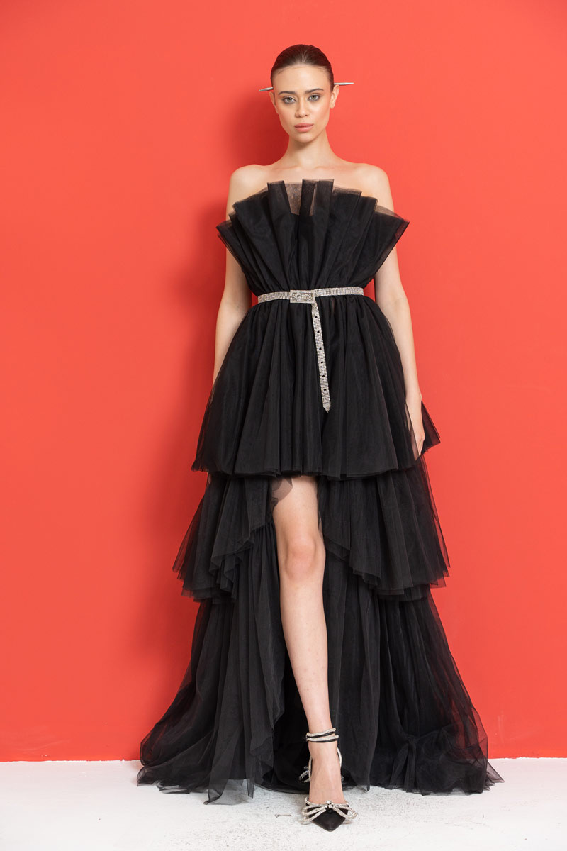 Wholesale Off The Shoulder Black Ruffle Mini Dress