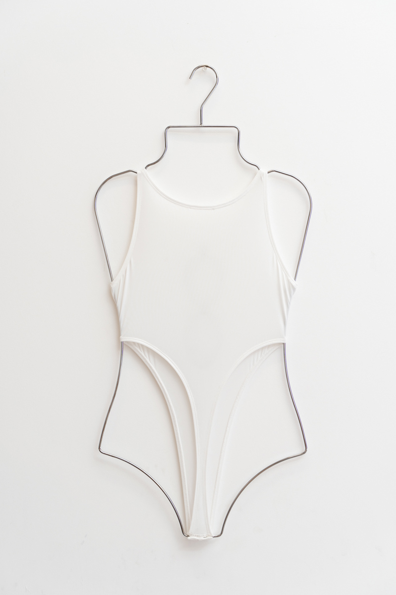 Wholesale Offwhite Cut Out Front Snap-Crotch Bodysuit