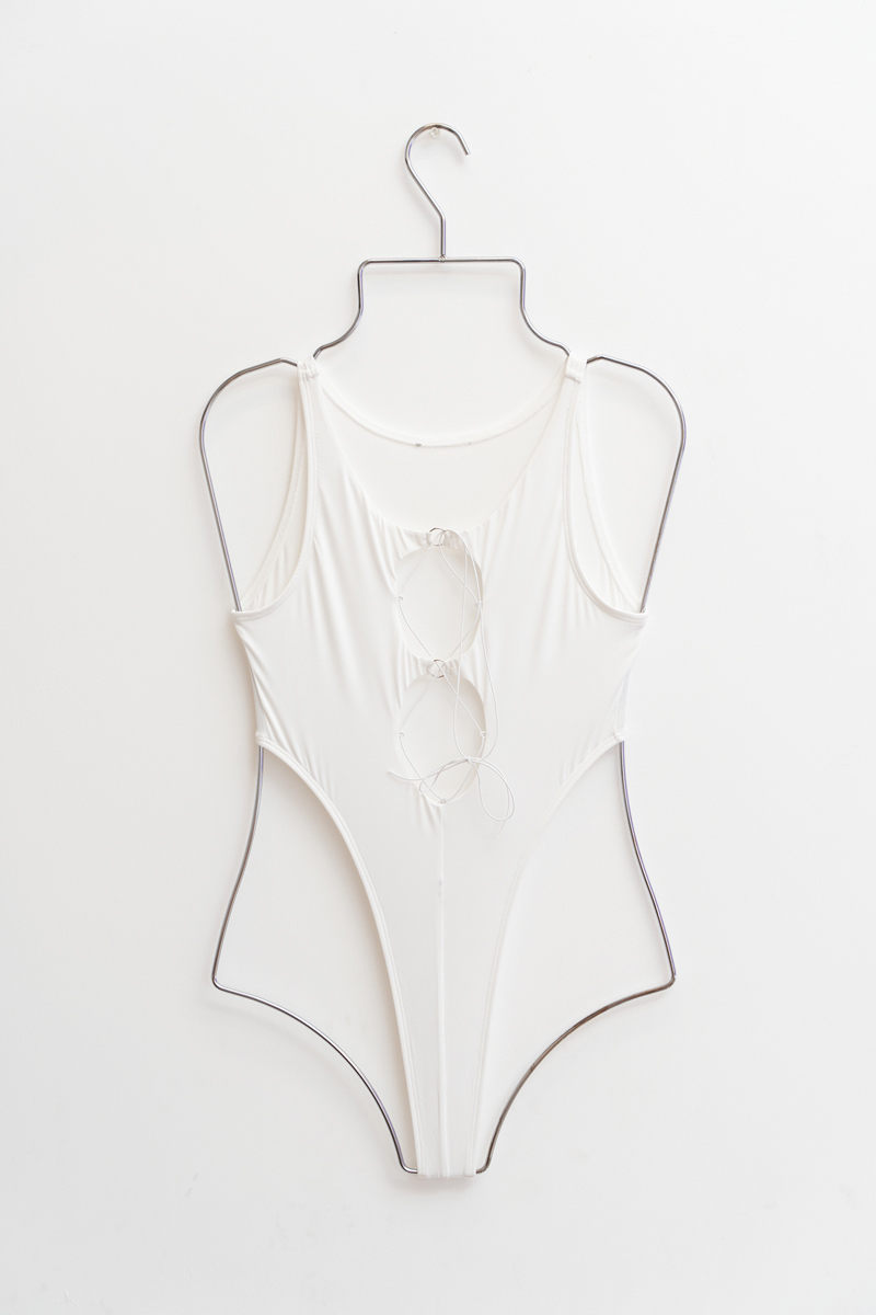 Offwhite Cut Out Front Snap-Crotch Bodysuit