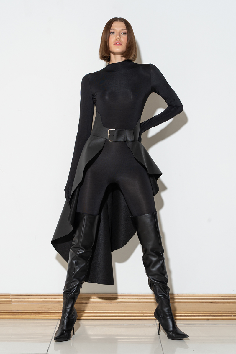 Wholesale Black Footed Catsuit with Gloves