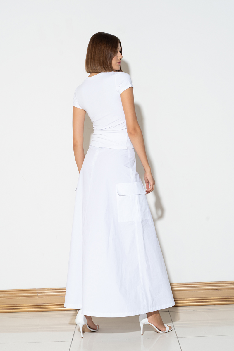 White Maxi Skirt with Pockets