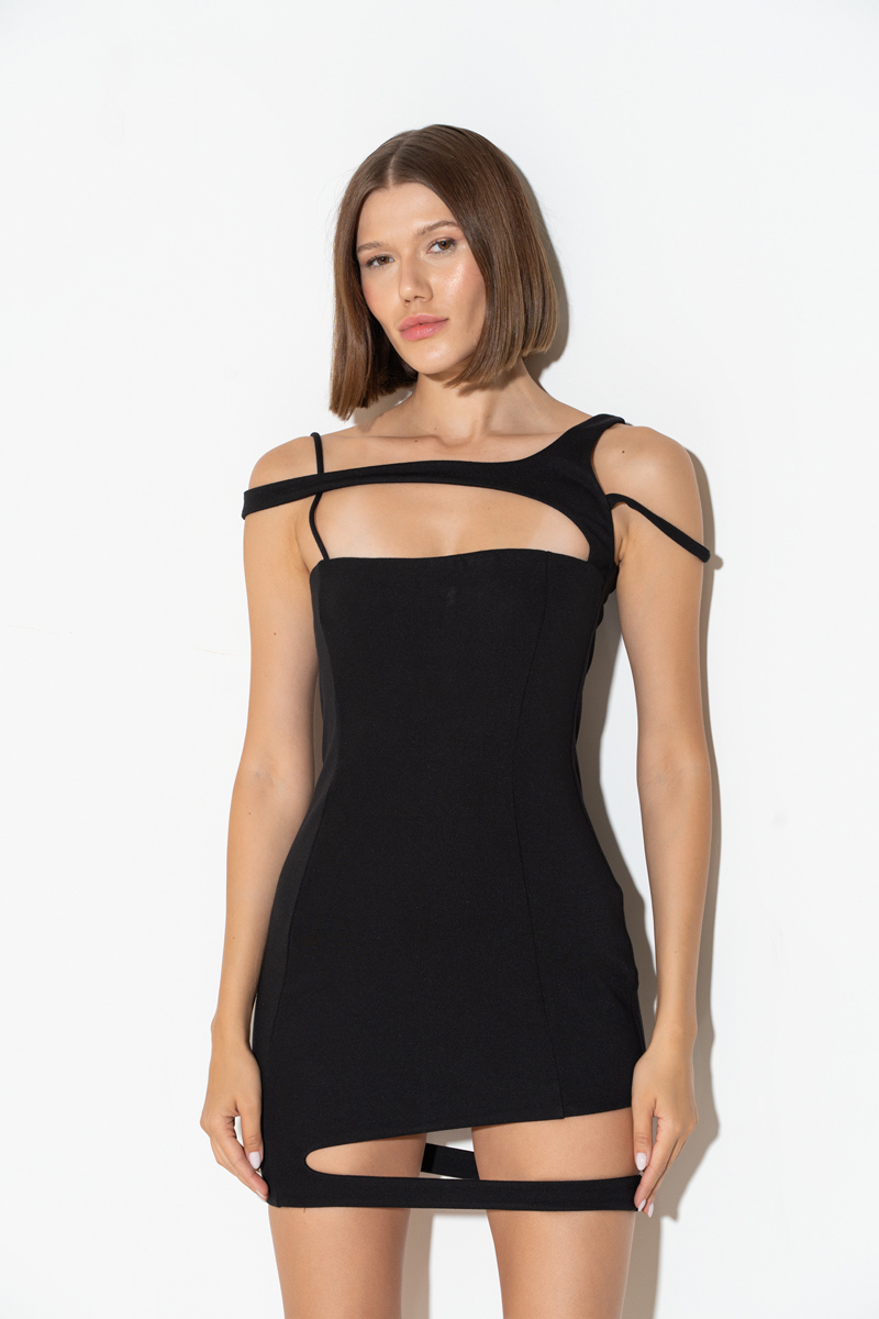 Black Banded Cami Mini Dress