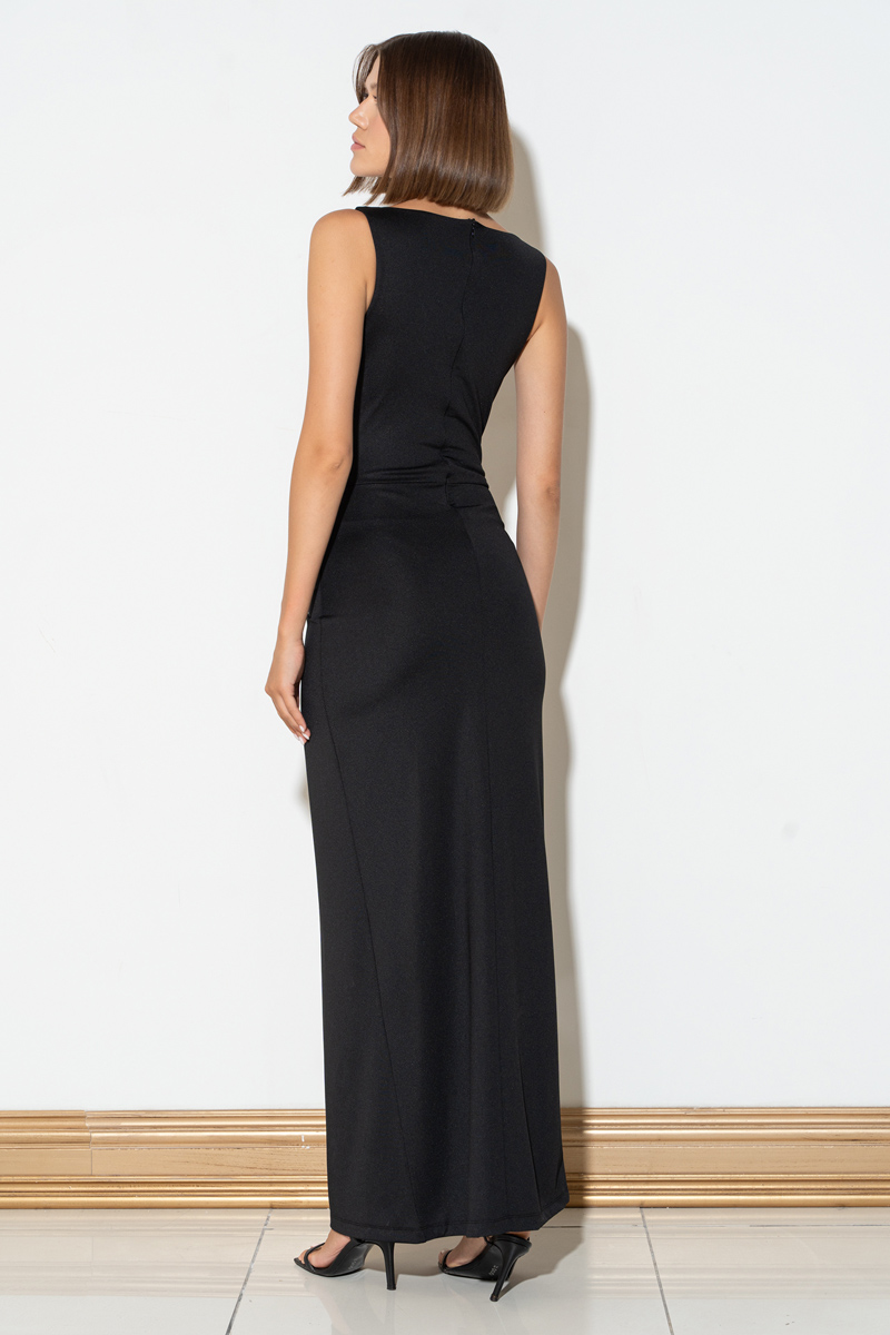 Black Split-Leg Maxi Dress with Bodysuit