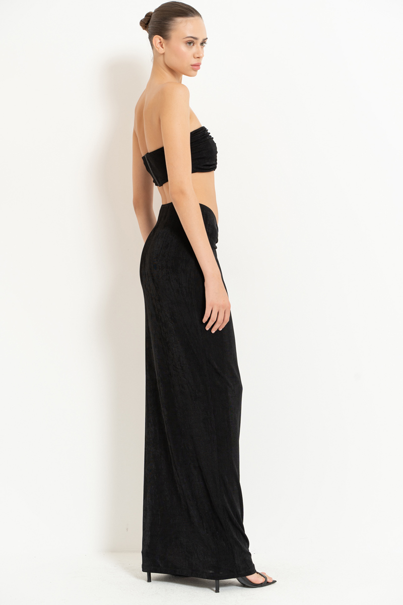 Wholesale Black V-Wire Bandeau & Maxi Skirt Set