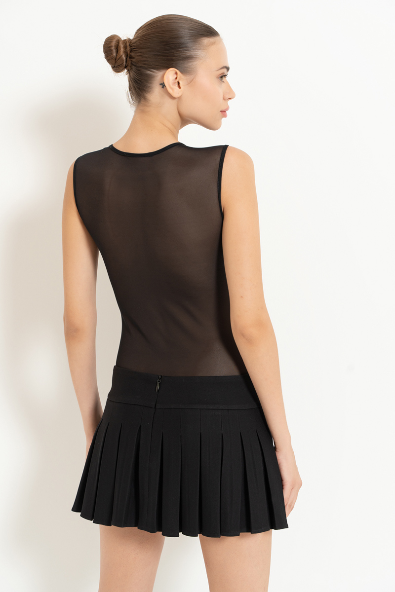 Black Embellished Sleeveless Bodysuit