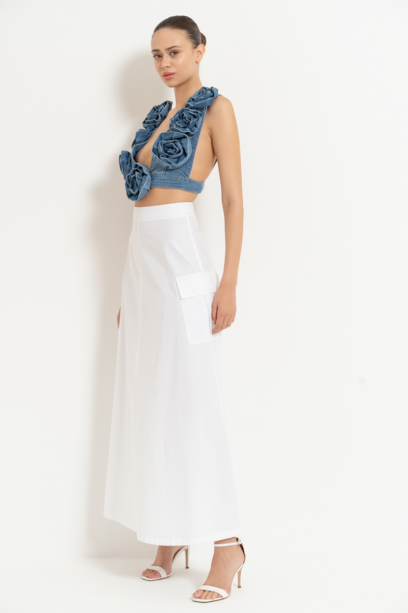 White Maxi Skirt with Pockets