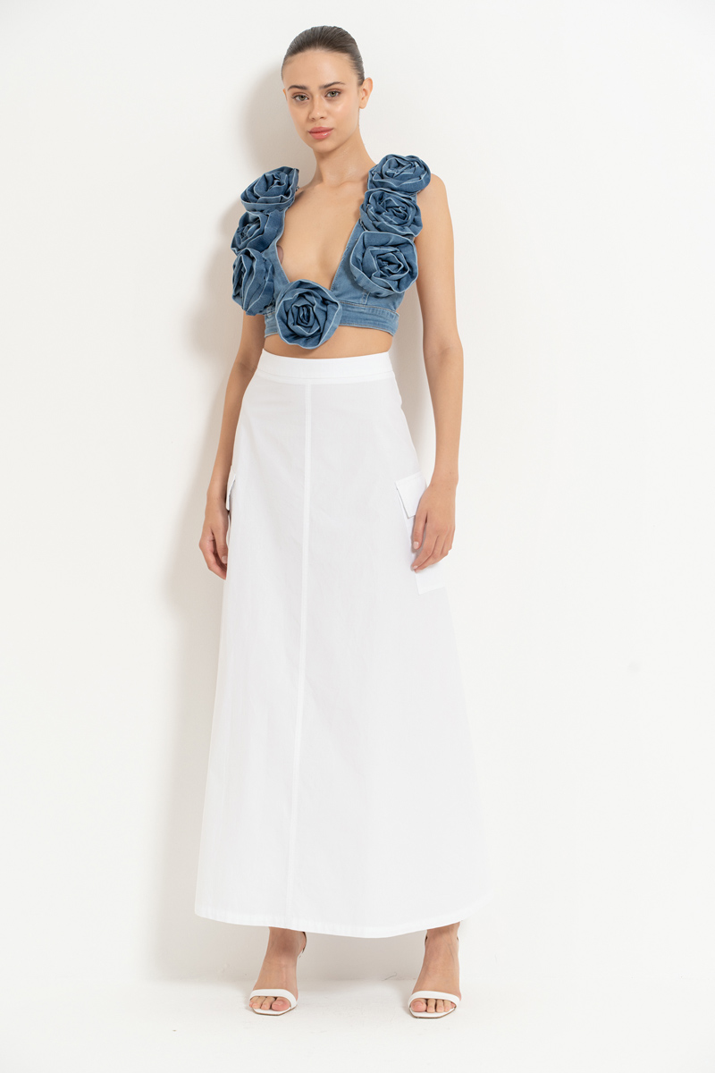 White Maxi Skirt with Pockets