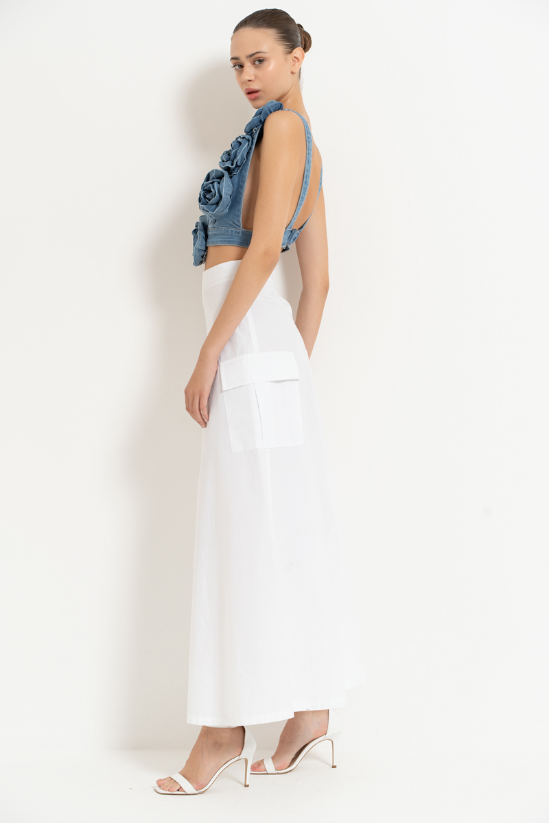 White Maxi Skirt with Pockets