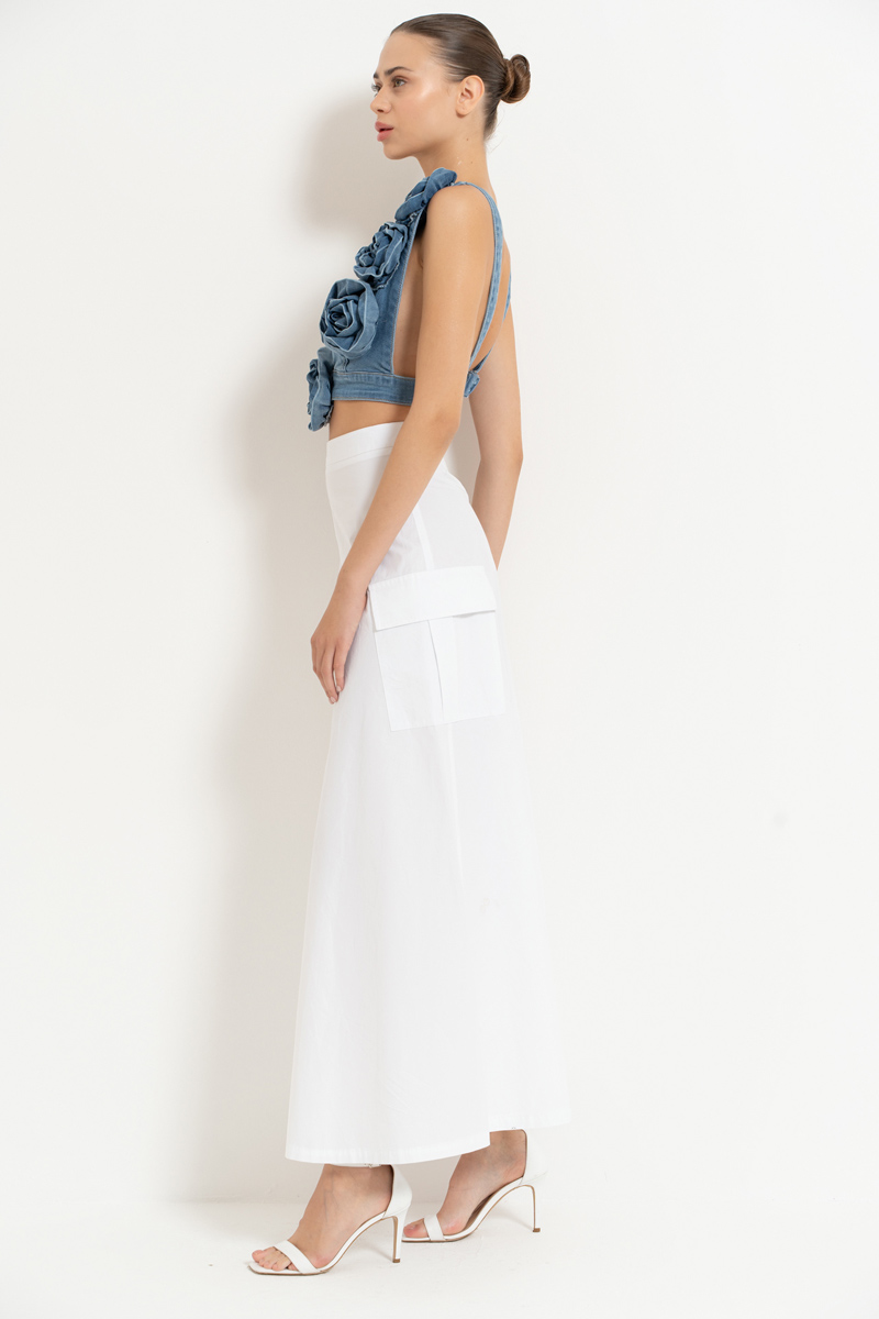 White Maxi Skirt with Pockets