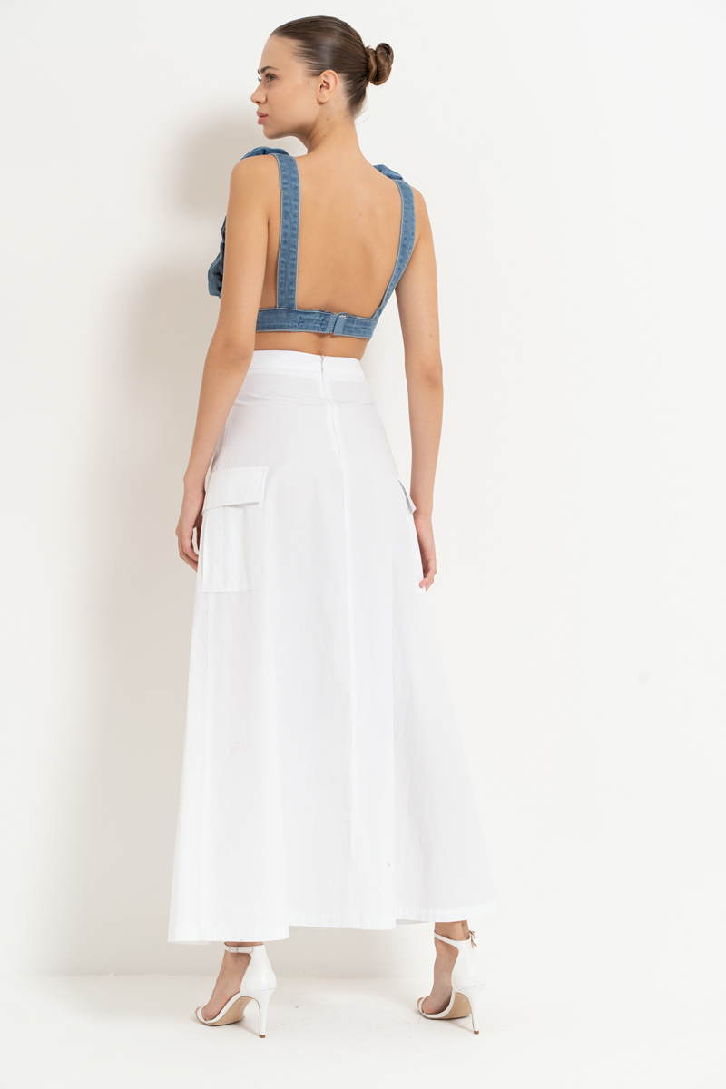 White Maxi Skirt with Pockets