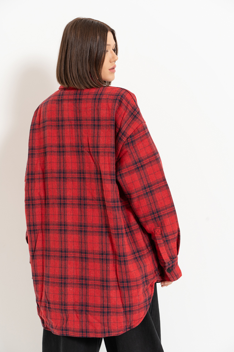 Black Red Checkered Shirt with Fiber Inside Lining