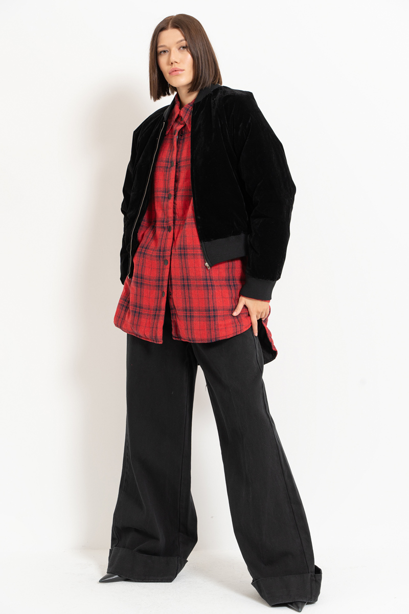 Black Red Checkered Shirt with Fiber Inside Lining