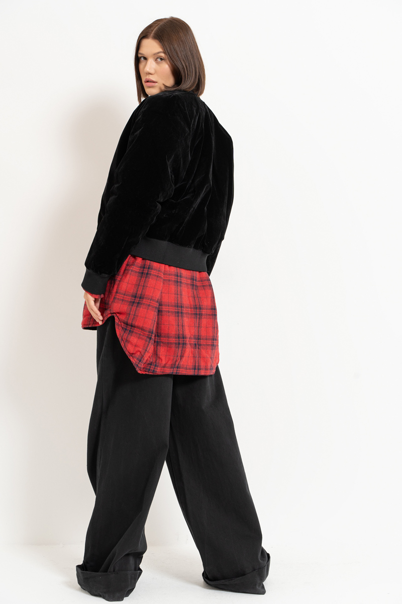 Black Red Checkered Shirt with Fiber Inside Lining