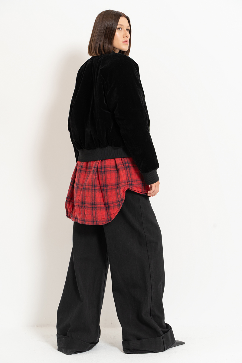 Black Red Checkered Shirt with Fiber Inside Lining