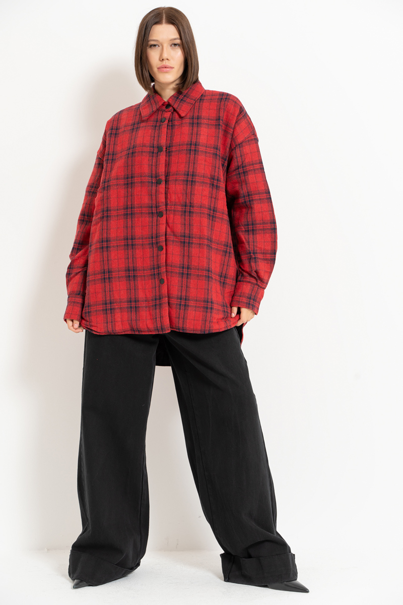 Black Red Checkered Shirt with Fiber Inside Lining