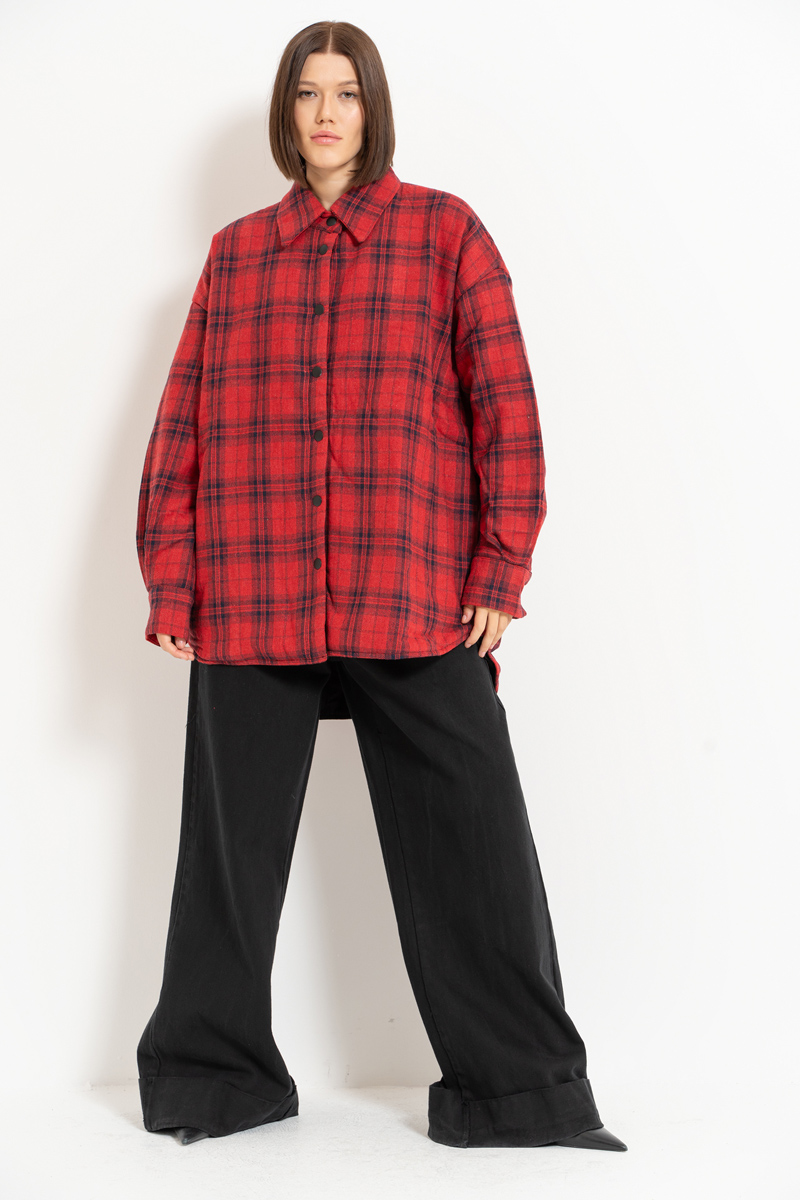 Black Red Checkered Shirt with Fiber Inside Lining