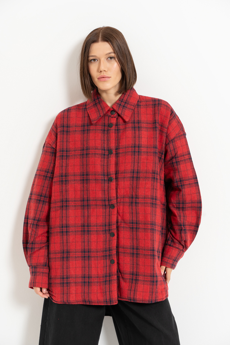 Black Red Checkered Shirt with Fiber Inside Lining