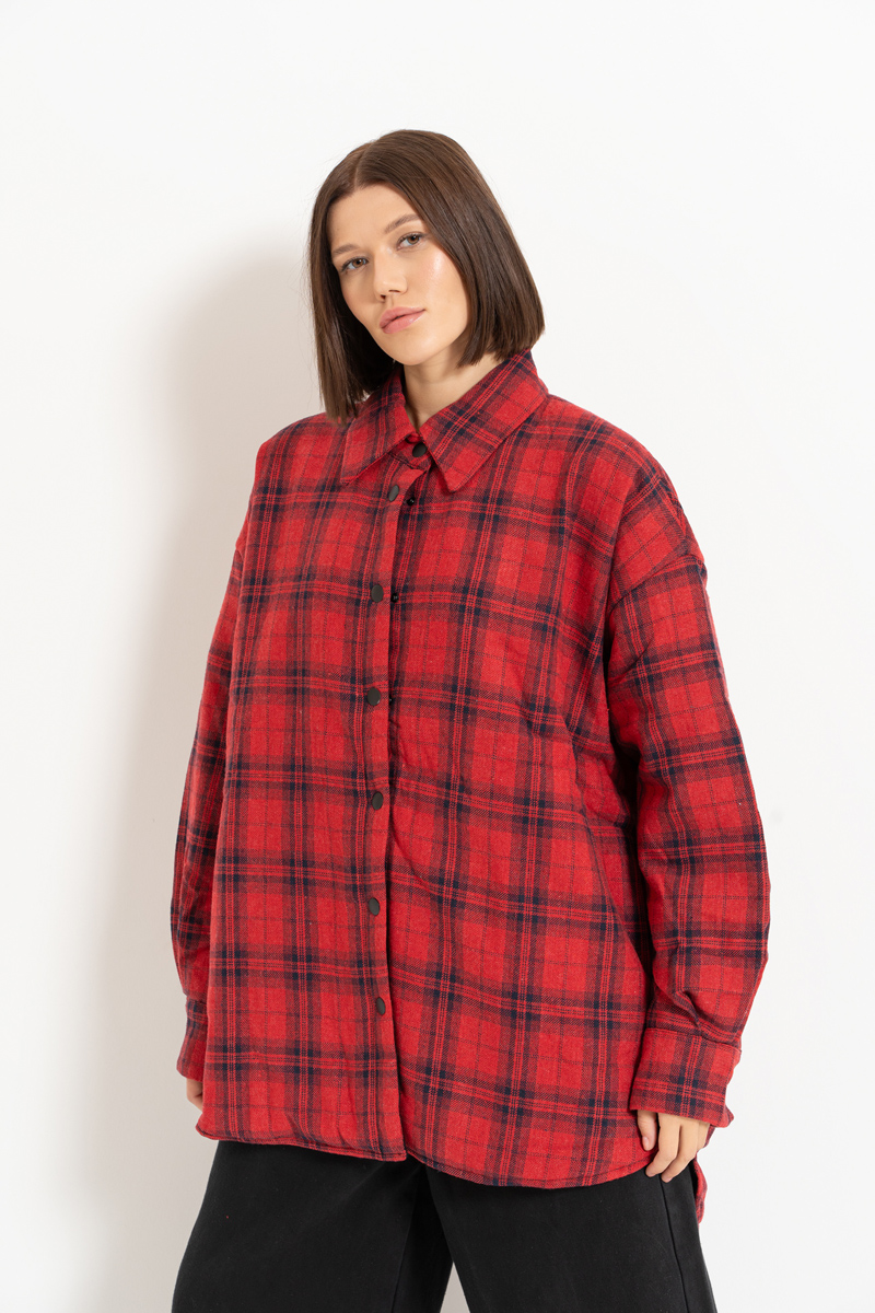 Black Red Checkered Shirt with Fiber Inside Lining