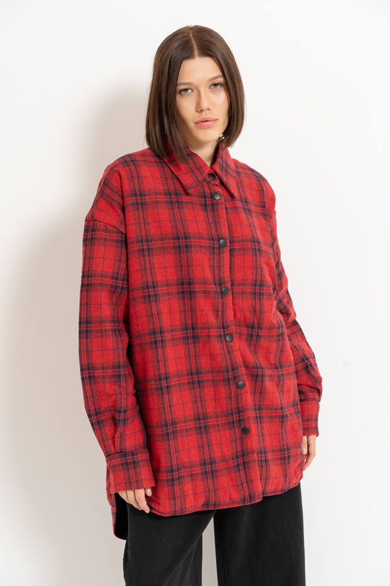 Black Red Checkered Shirt with Fiber Inside Lining