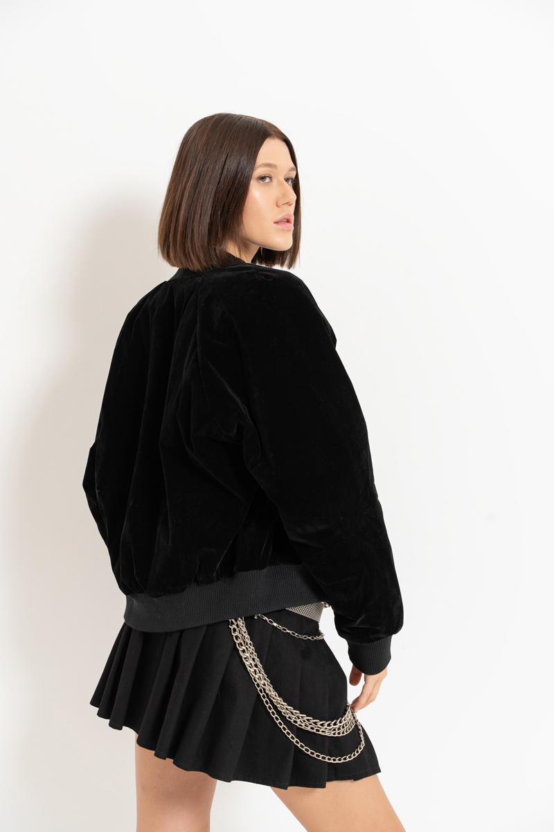 Wholesale Black Velvet Coat with Interior Lining
