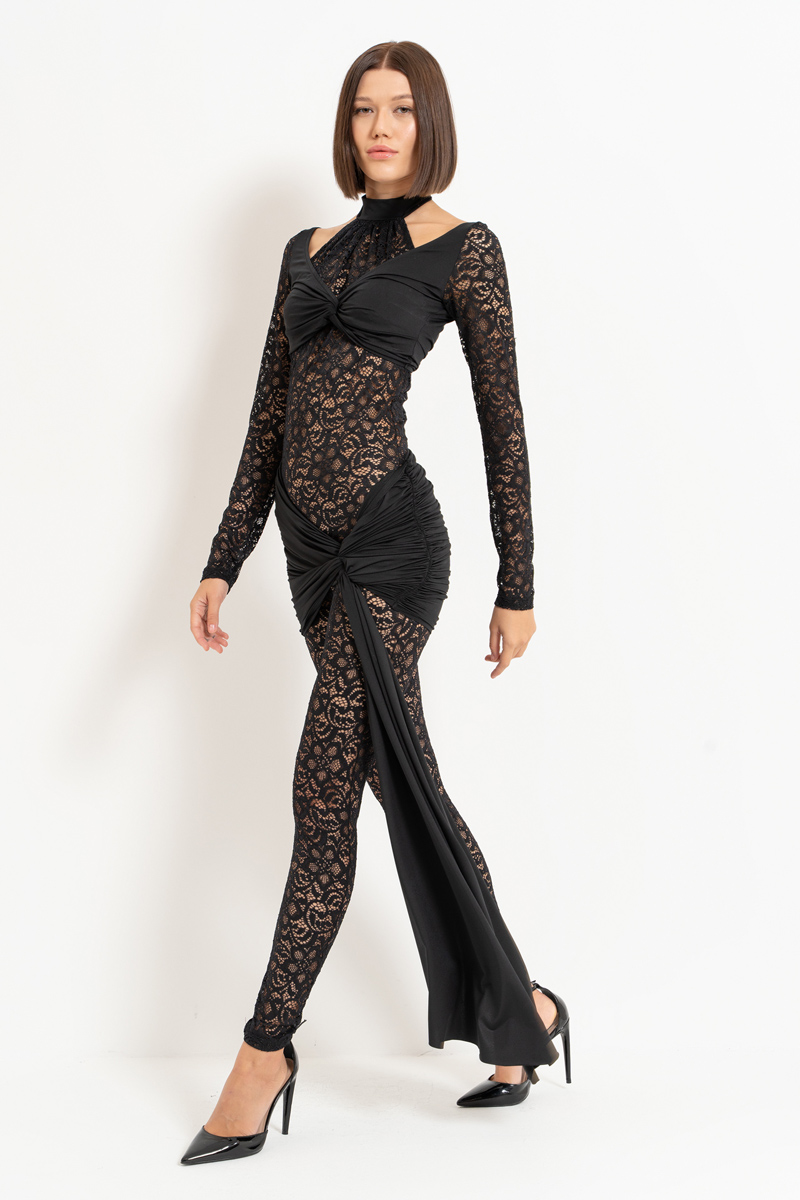 Wholesale Black Layered Lace Jumpsuit