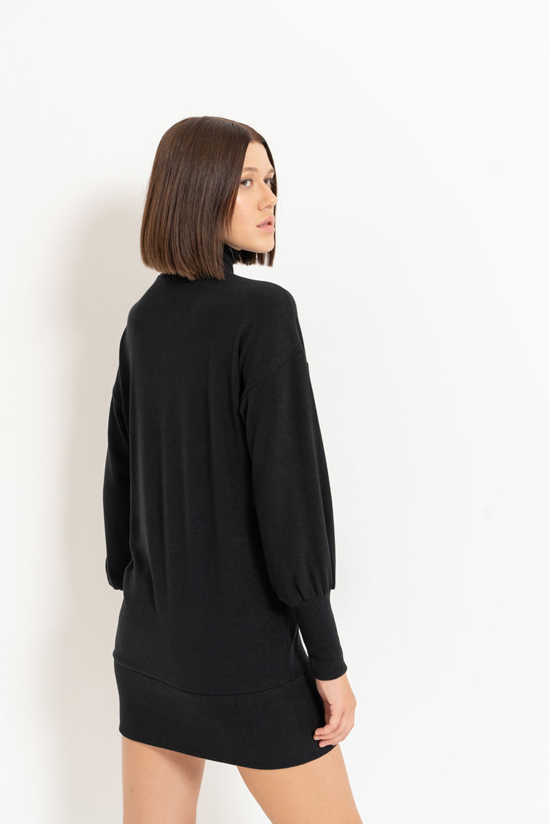 Wholesale Turtleneck Long Sleeve Black Dress