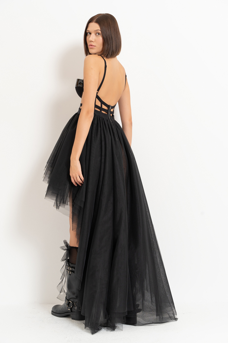 Black Vinyl-Top Dress with Tutu Skirt