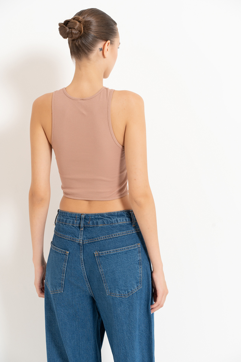 Wholesale Caramel Strap-Accent Cropped Top