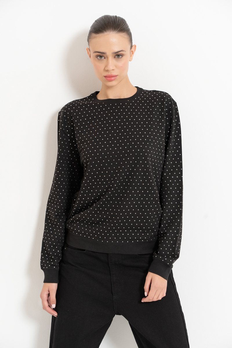 Wholesale Black Embellished Sweatshirt