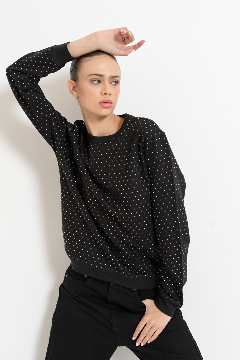 Wholesale Black Embellished Sweatshirt