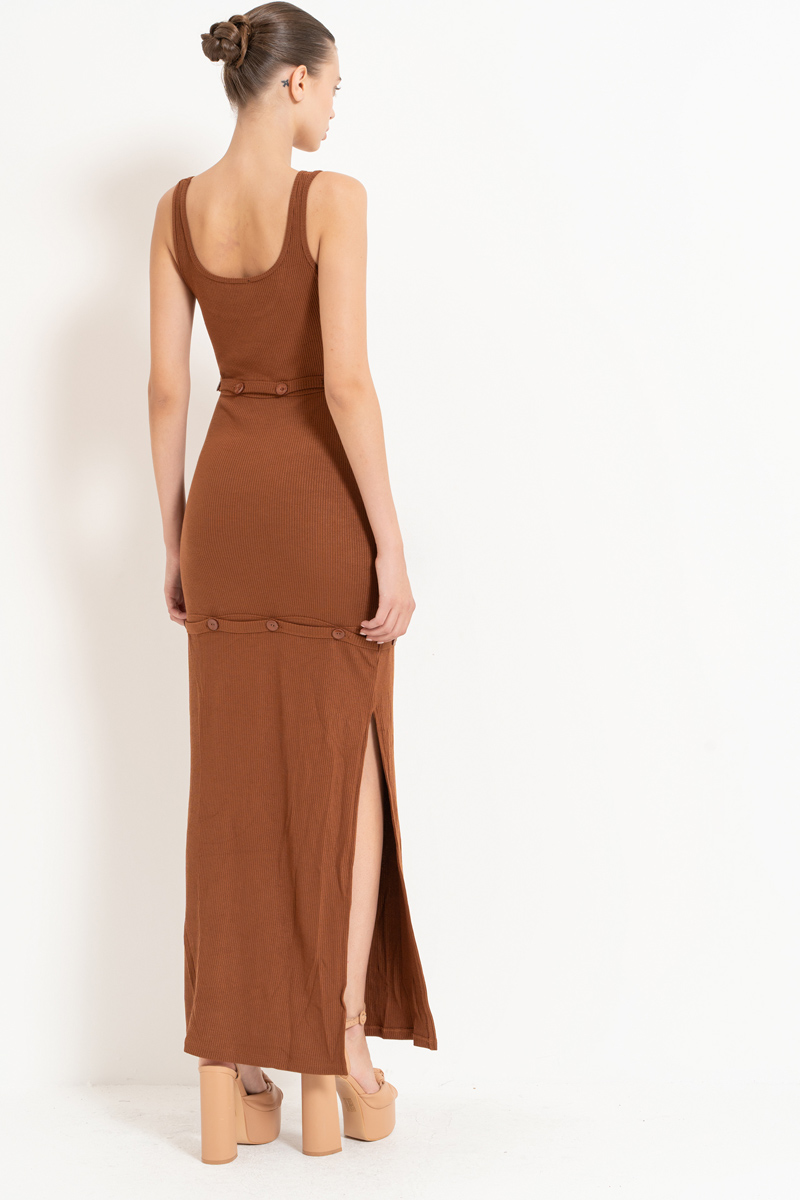 Taba Button-Accent Maxi Dress