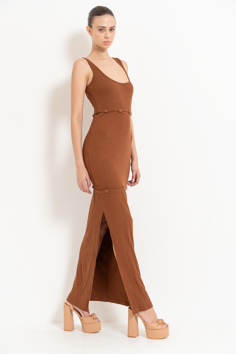 Taba Button-Accent Maxi Dress