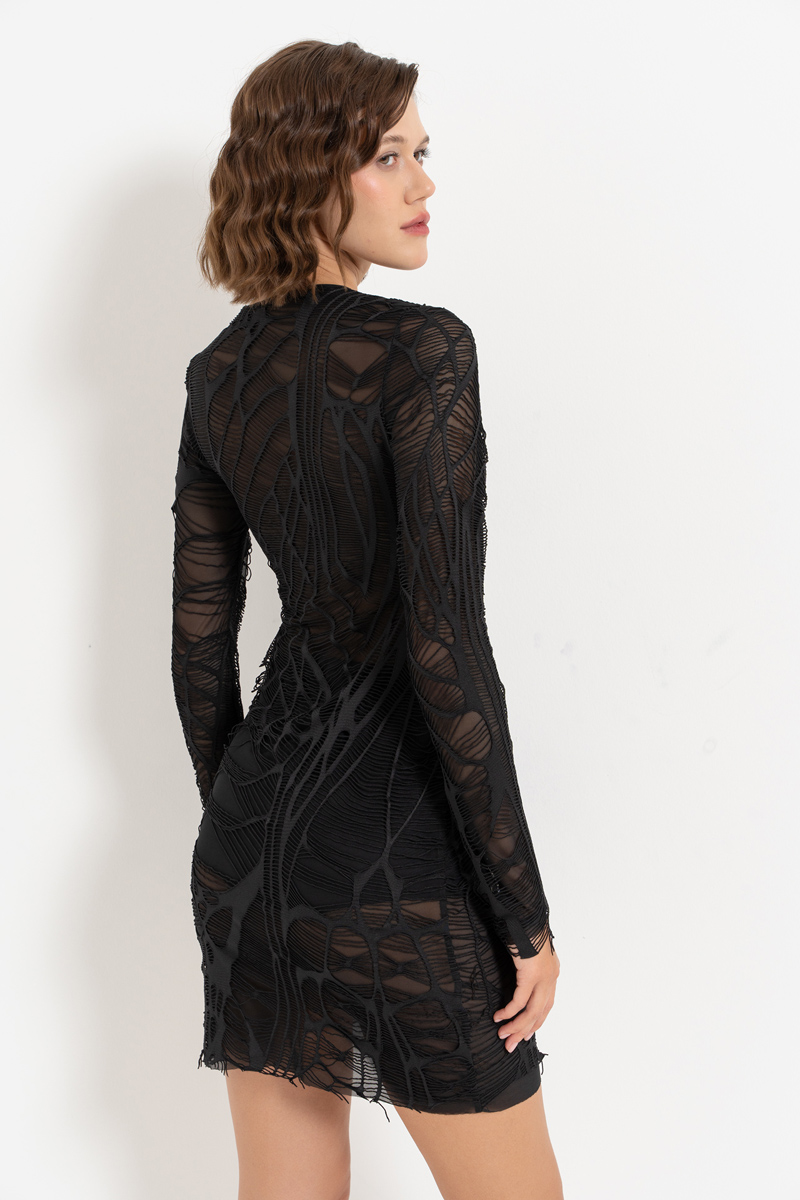 Wholesale Black Mesh-Inside Net Dress