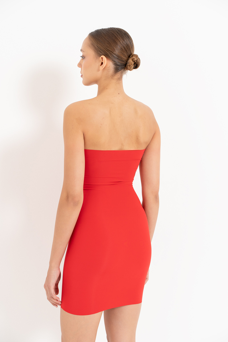 Wholesale Strapless Full Body Slip Shapewear Mini Red Dress