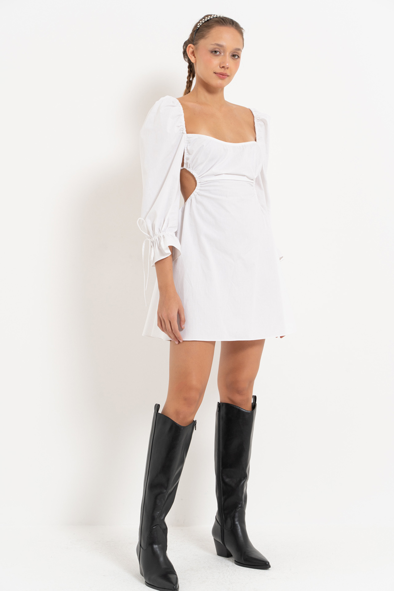 Offwhite Backless Poplin Mini Dress