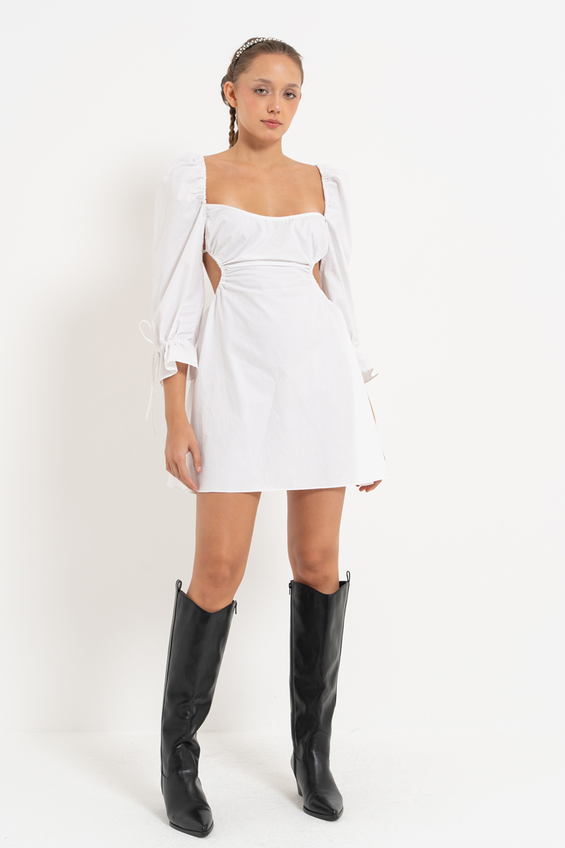 Offwhite Backless Poplin Mini Dress