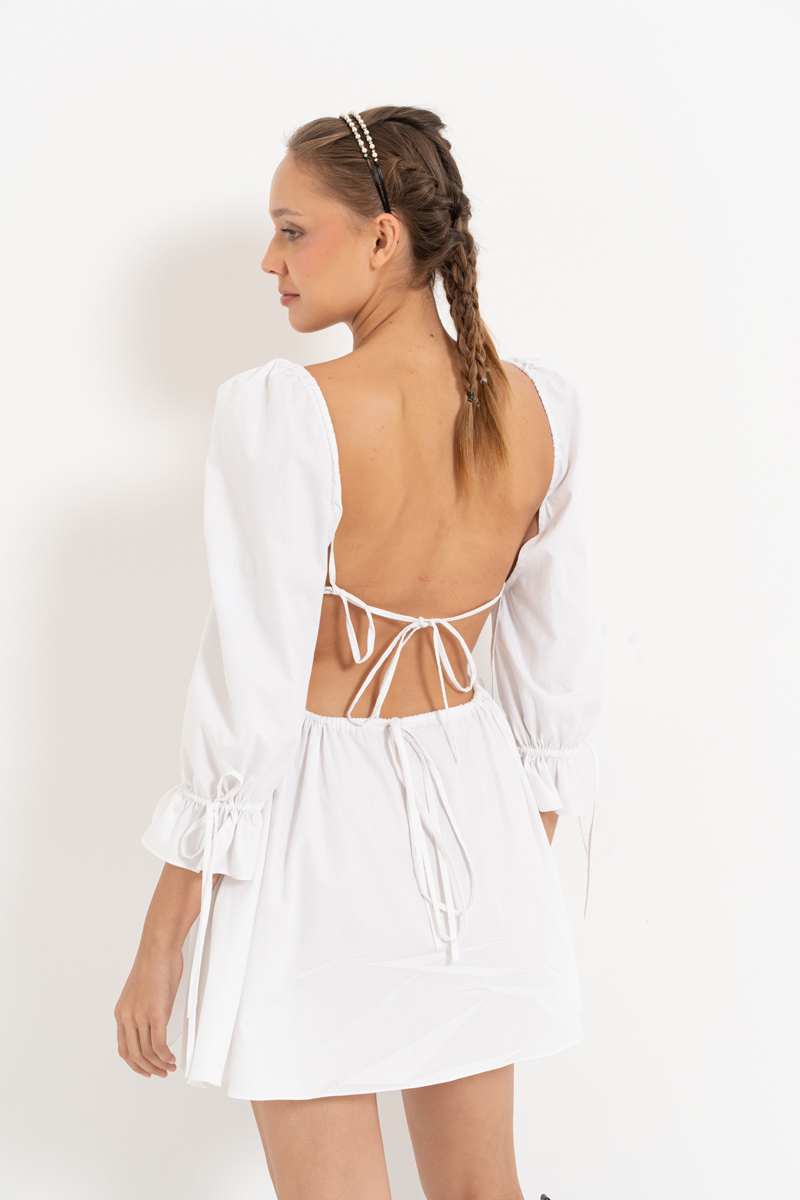 Offwhite Backless Poplin Mini Dress