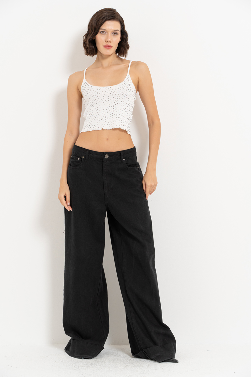 Wholesale Offwhite Embellished Crop Cami