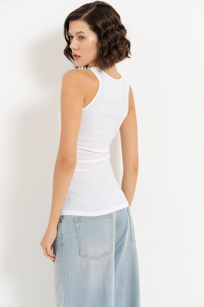 Wholesale White Embellished Sleeveless Top